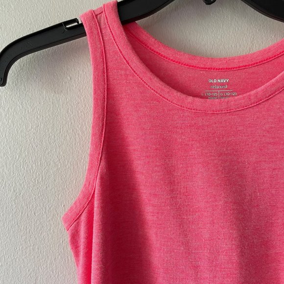 🔥 Old Navy | Girl's Relaxed Fit Coral Crew Neck Tunic-Length Tank Top L 10-12 - Picture 2 of 5
